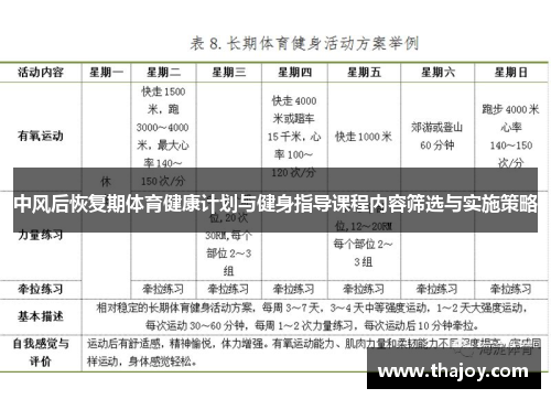 中风后恢复期体育健康计划与健身指导课程内容筛选与实施策略